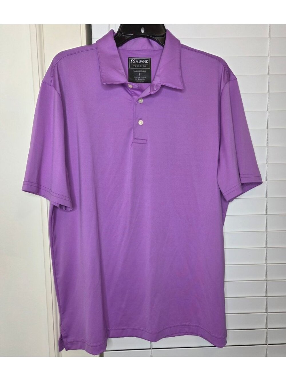 Jos. A. Bank Traveler Tailored Fit Polo Shirt Golf Purple L Tennis Preppy Classi